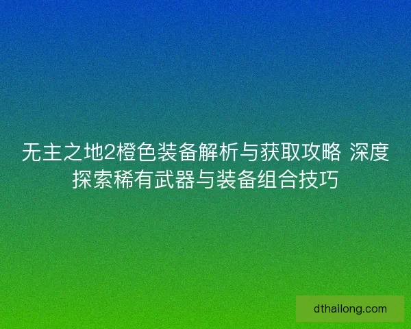 无主之地2橙色装备解析与获取攻略 深度探索稀有武器与装备组合技巧